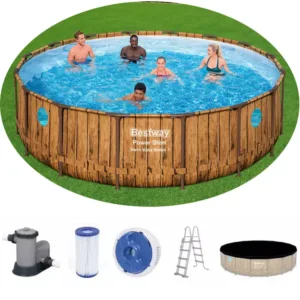 Bestway 56977 Prefabrik Aile Havuzu Rattan Desen 549x122cm Merdiven Örtü Filtre Set