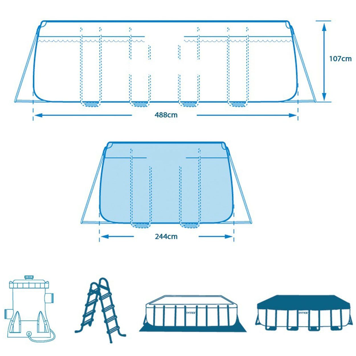 İntex 26792NP Dikdörtgen Prefabrik Aile Havuzu 3