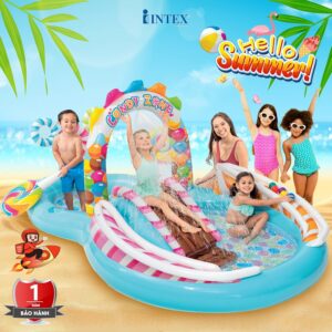 Intex 57149 Şeker Dünyası Kaydıraklı Şişme Oyun Havuzu 295x191cm