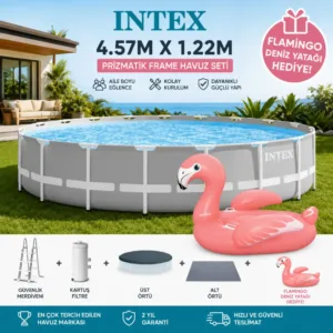 İntex 26726 457x122cm Premium Prefabrik Havuz Seti 220v Filtreli